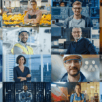 Montagem com profissionais de diferentes áreas, representando a diversidade de ocupações listadas na CBO – Classificação Brasileira de Ocupações.